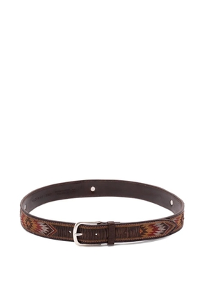 Orciani embroidered leather belt - Brown