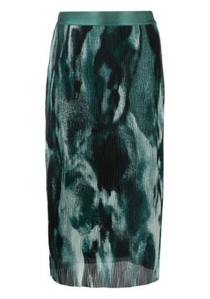 BOSS Evibelle abstract-print pleated skirt - Green