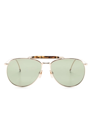 Thom Browne Eyewear tortoiseshell-detailed pilot-frame sunglasses - Gold