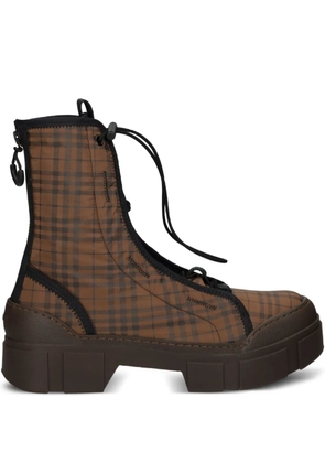 Vic Matie plaid-pattern lace-up boots - Brown