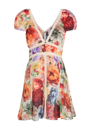 alice + olivia V-neck floral mini dress - Neutrals