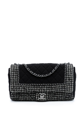CHANEL Pre-Owned 2014-2015 Jumbo CC Quilted Jersey and Tweed Chain Flap shoulder bag - Black