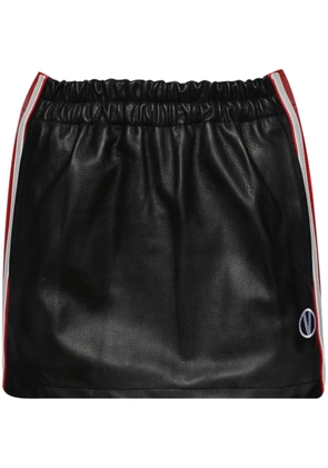 VETEMENTS logo-embroidered leather mini skirt - Black