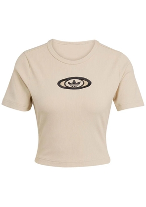 adidas Originals Campus 2000 ribbed logo-embroidered top - Neutrals