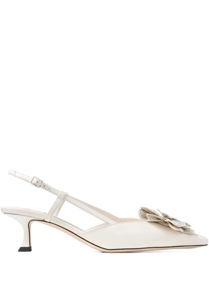 Jimmy Choo 50mm Mimmi flower sling back pumps - White