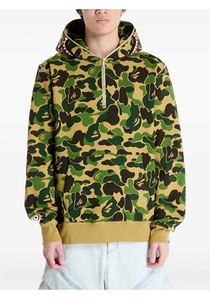 A BATHING APE® shark-pattern half-zip pullover - Yellow