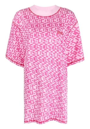 GCDS monogram-print T-shirt dress - Pink
