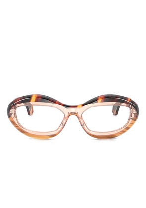 Alain Mikli striped oval-frame glasses - Brown