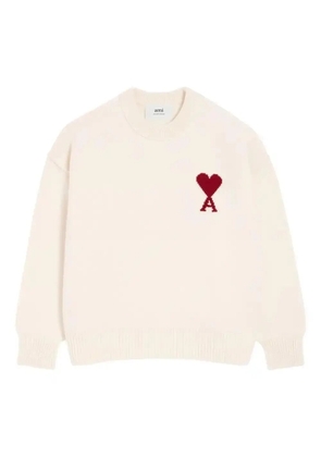 AMI Paris Ami De Coeur crew-neck wool sweater - Neutrals