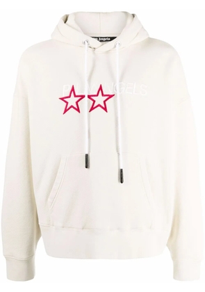 Palm Angels logo-embroidered cotton hoodie - Neutrals