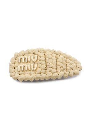 Miu Miu Pre-Owned 2020s woven raffia hair clip - Neutrals