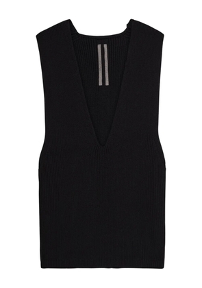 Rick Owens V-neck ribbed vest - Black