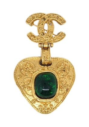 CHANEL Pre-Owned 1994 Gripoix CC Heart brooch pin - Gold