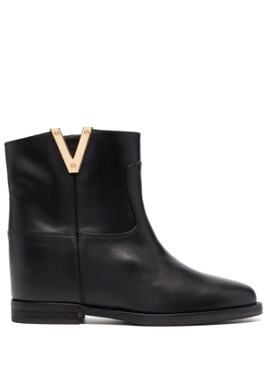 Via Roma 15 logo-detail leather ankle boots - Black