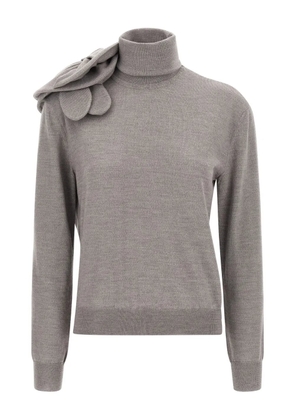 Moschino 3D-flower high-neck sweater - Grey
