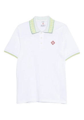 Casablanca Laurel trim-collar polo shirt - White