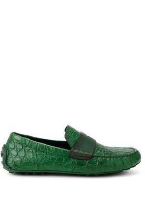 Ferragamo embossed crocodile effect leather loafers - Green