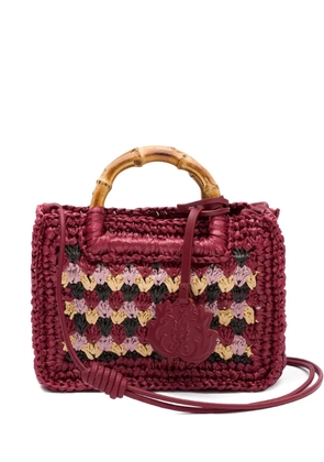 Isla bamboo-handle crochet bag - Red