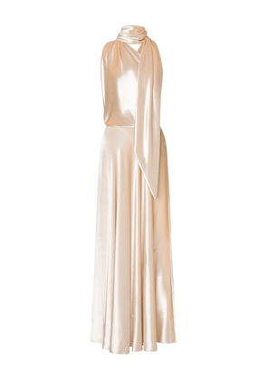Alberta Ferretti satin long dress - White