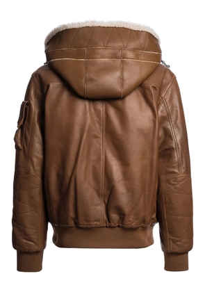 Parajumpers hooded leather jacket - Brown