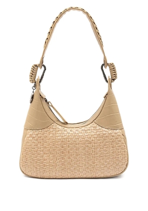 Isla woven embossed shoulder bag - Neutrals