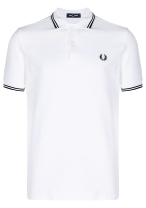 Fred Perry logo-embroidered cotton polo shirt - White