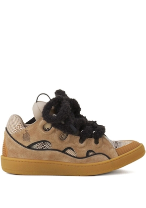Lanvin suede shearling sneakers - Neutrals