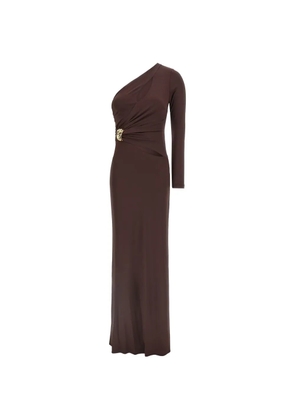 Elisabetta Franchi one-shoulder jewel long dress - Brown