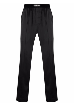 TOM FORD logo-waistband silk pajama trousers - Black
