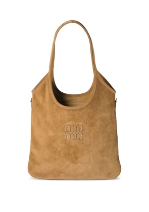 Miu Miu Ivy suede logo-detail shoulder bag - Brown