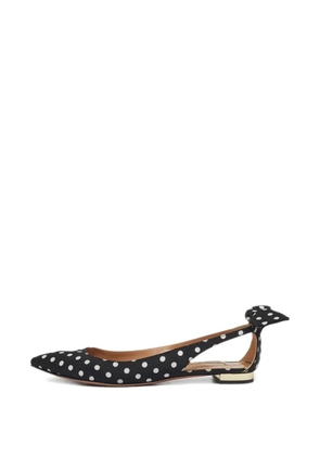 Aquazzura Deneuve polka-dot bow ballet flats - Black