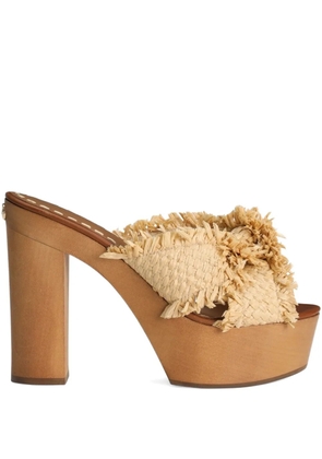 Dolce & Gabbana 130mm frayed-detail sandals - Neutrals