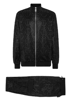 Philipp Plein monogram-pattern zip-up tracksuit set - Black
