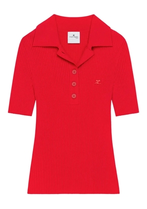 Courrèges ribbed polo top - Red