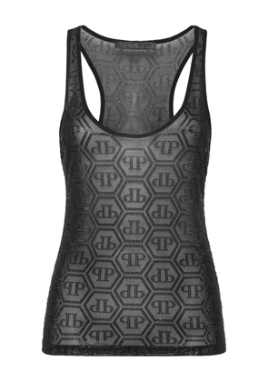 Philipp Plein Monogram Strass tank top - Black