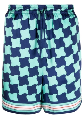 Casablanca Pool Tile silk shorts - Blue