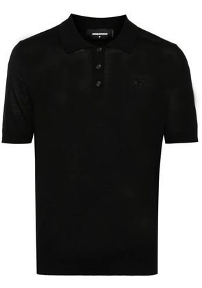 DSQUARED2 embroidered-logo ribbed polo shirt - Black