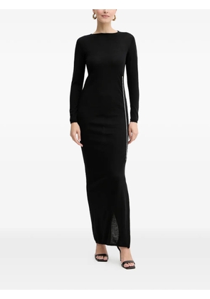 Liviana Conti long sleeve side-stripe maxi dress - Black