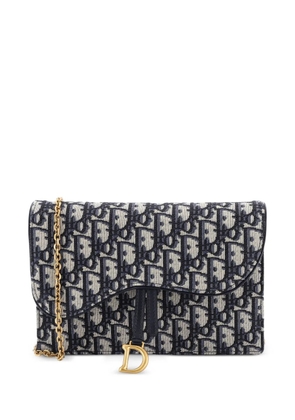 Christian Dior Pre-Owned Saddle Chain Oblique Canvas clutch bag - Blue