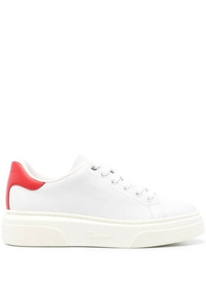 Ferragamo leather lace-up low-top sneakers - White