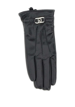 LIU JO logo-buckle faux-leather gloves - Black