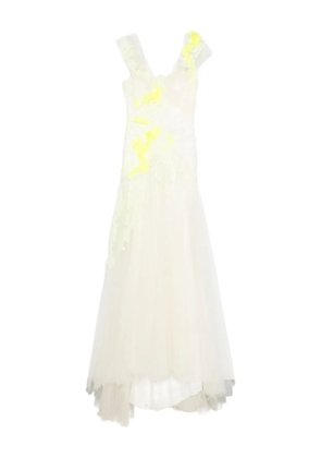 Gemy Maalouf floral-embellished tulle maxi dress - White