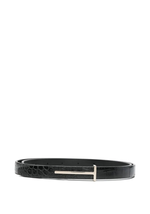 TOM FORD crocodile-embossed T-buckle belt - Black