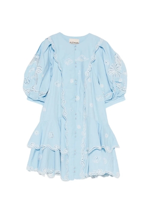 ALEMAIS Maizy embroidered puff-sleeves mini dress - Blue