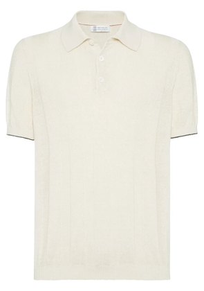 Brunello Cucinelli ribbed-knit polo shirt - Neutrals