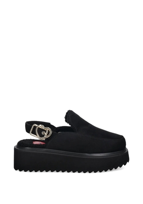 Love Moschino heart-buckle platform mules - Black