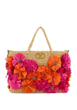 Valentino Garavani VLogo raffia shopping bag - Neutrals