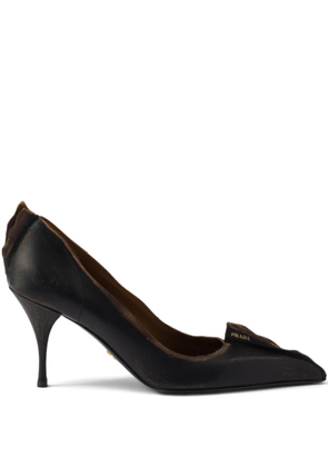 Prada 85mm Antiqued leather pointed-toe pumps - Black
