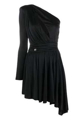 Philipp Plein pleated one-shoulder dress - Black