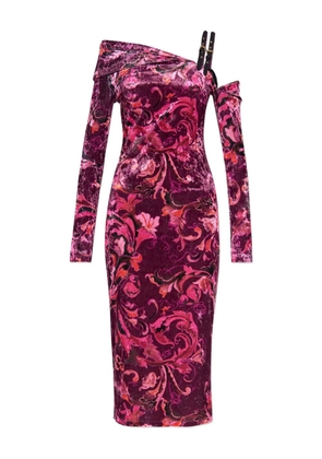 Versace Jeans Couture floral off-shoulder midi party dress - Pink
